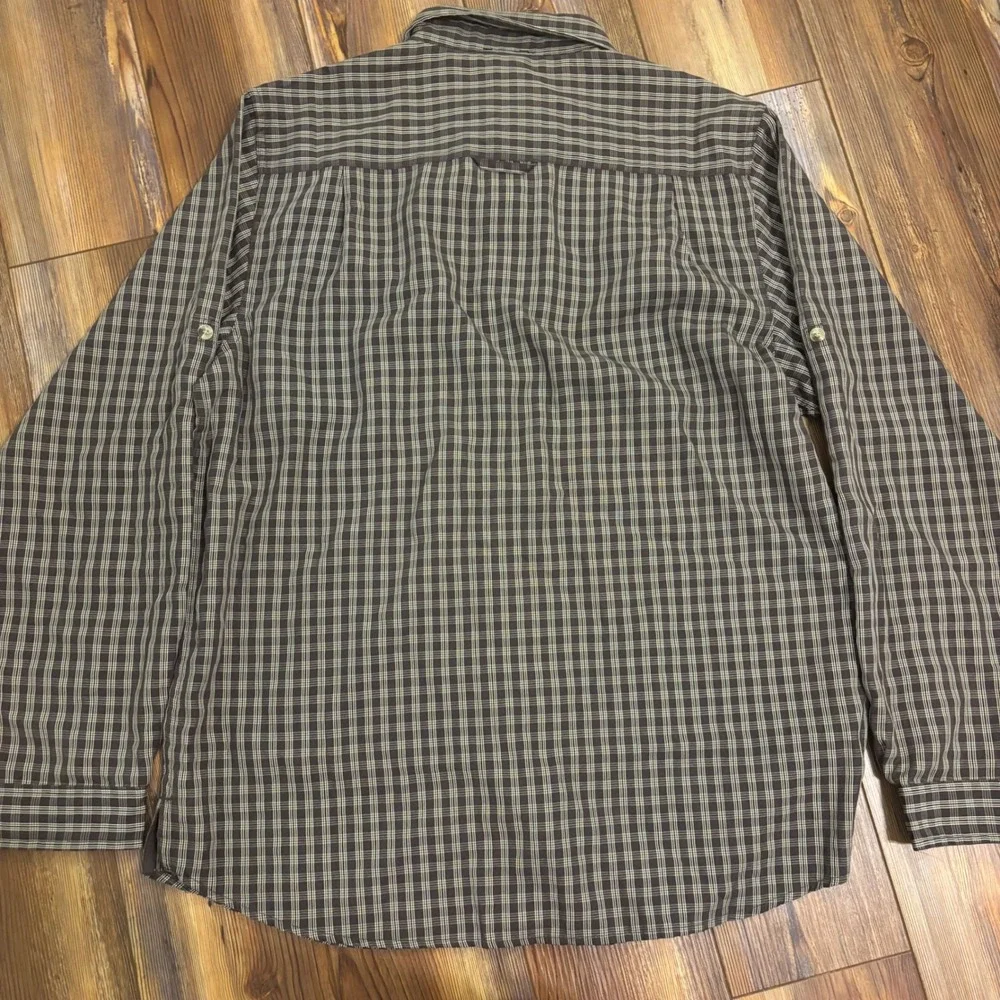 NWOT The North Face Mens LARGE Plaid Long Sleeve Hiking Shirt Brown Button Down